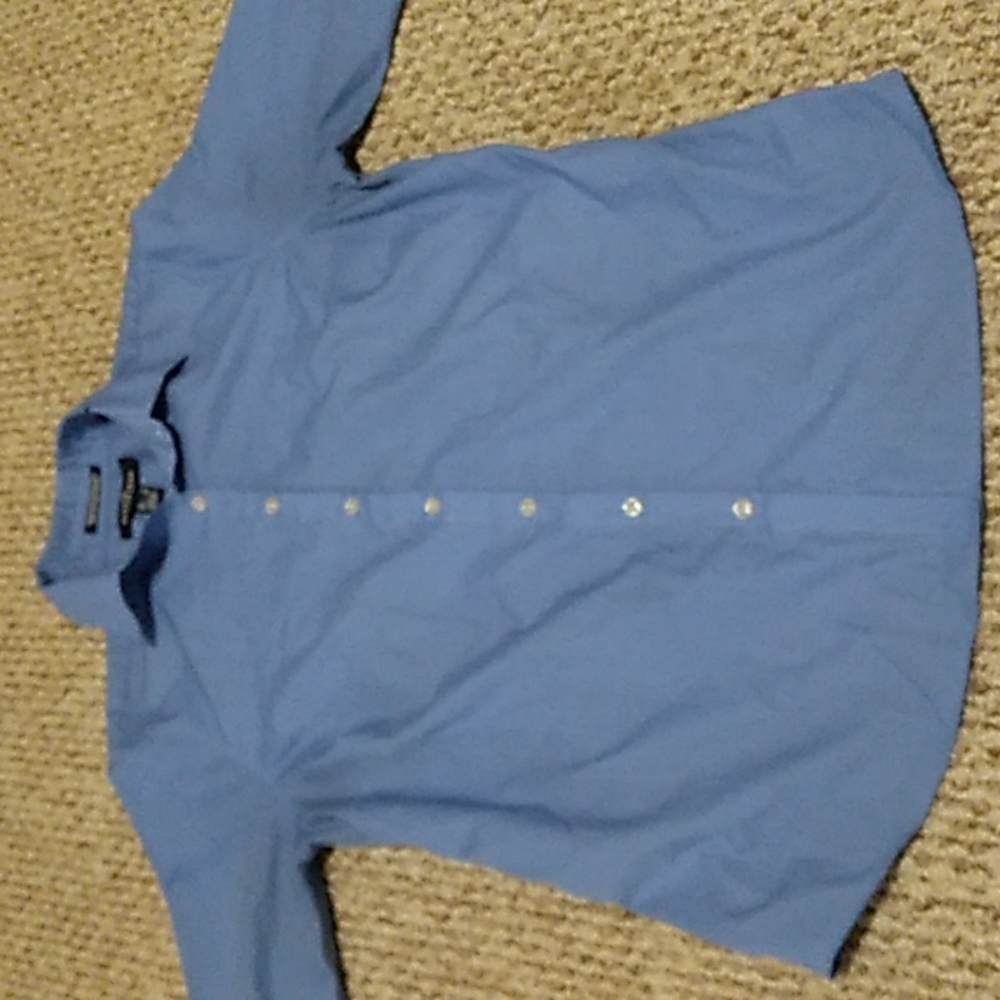 Womans Blue Button Down Dress Shirt